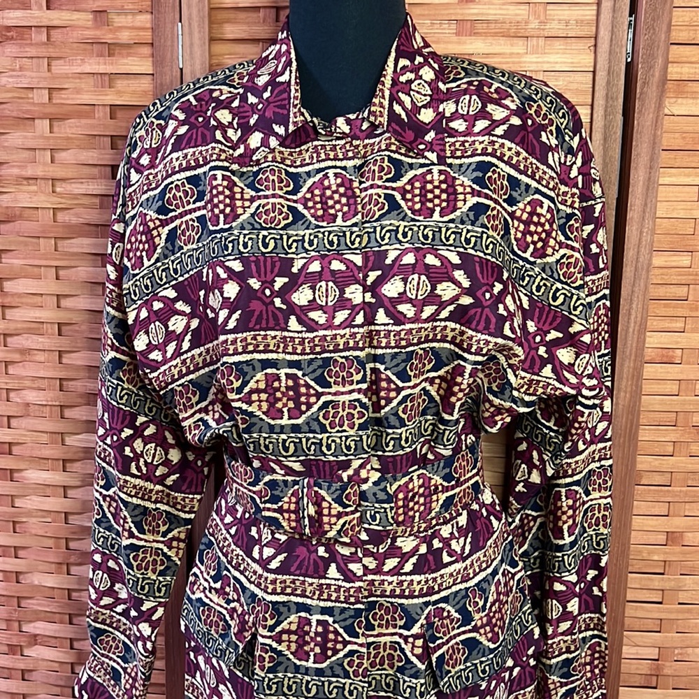 Vintage Maggy London Maxi Shirt Dress